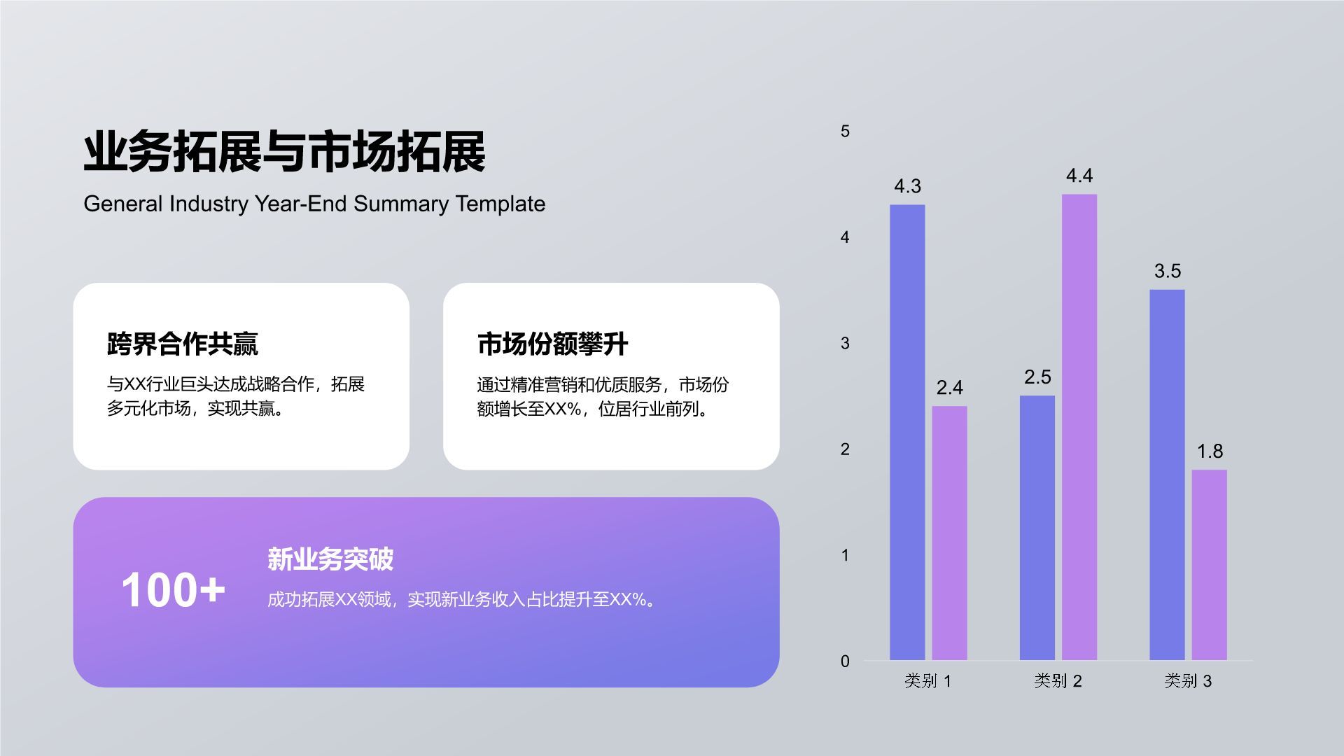 蓝色3D风通用行业年终总结PPT模板