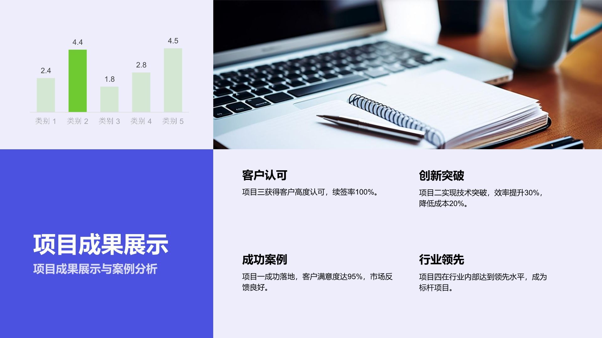 蓝色几何风通用年度工作总结PPT模板