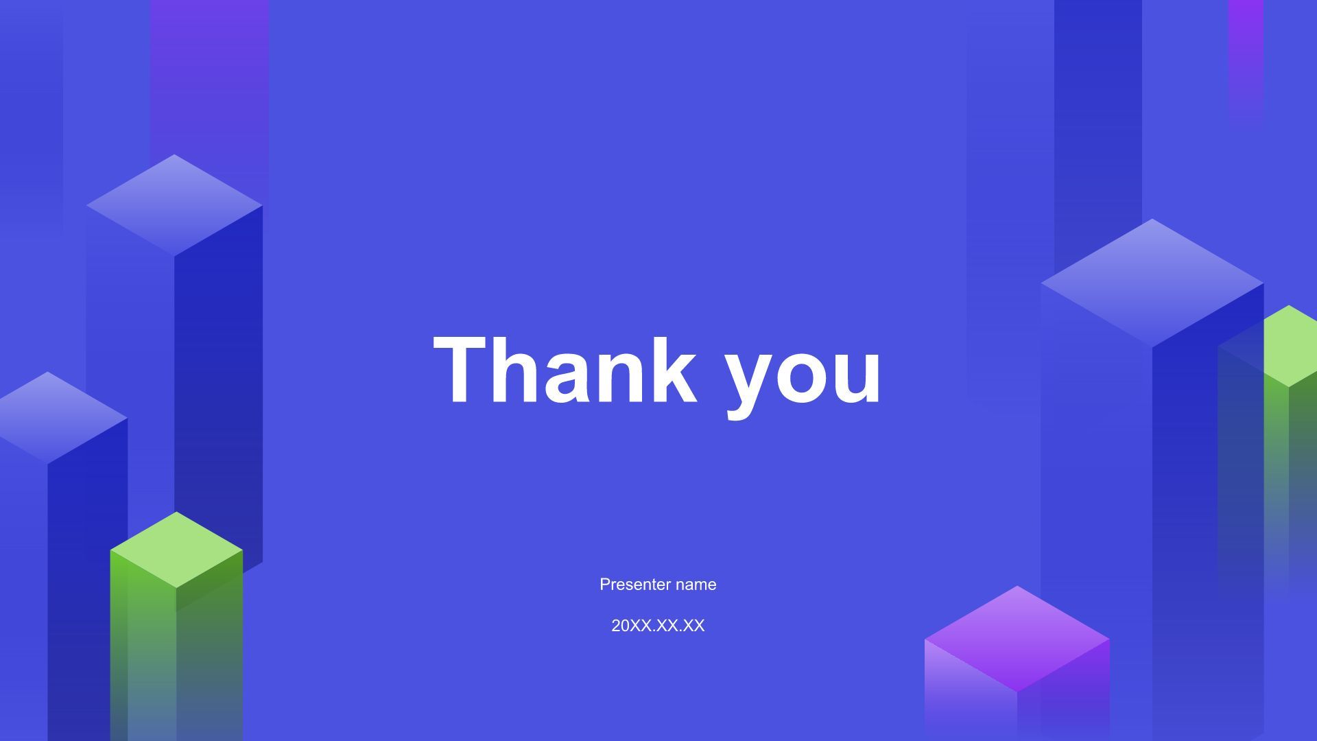 蓝色几何风通用年度工作总结PPT模板