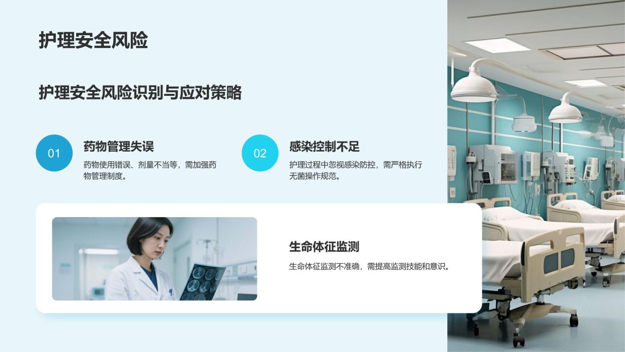 蓝色3D风医疗护理人员年度服务质量总结汇报PPT模板