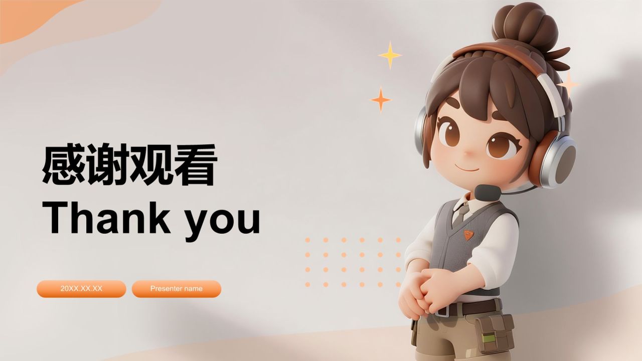 橙色3D风客服部年终服务质量与满意度汇报PPT模板