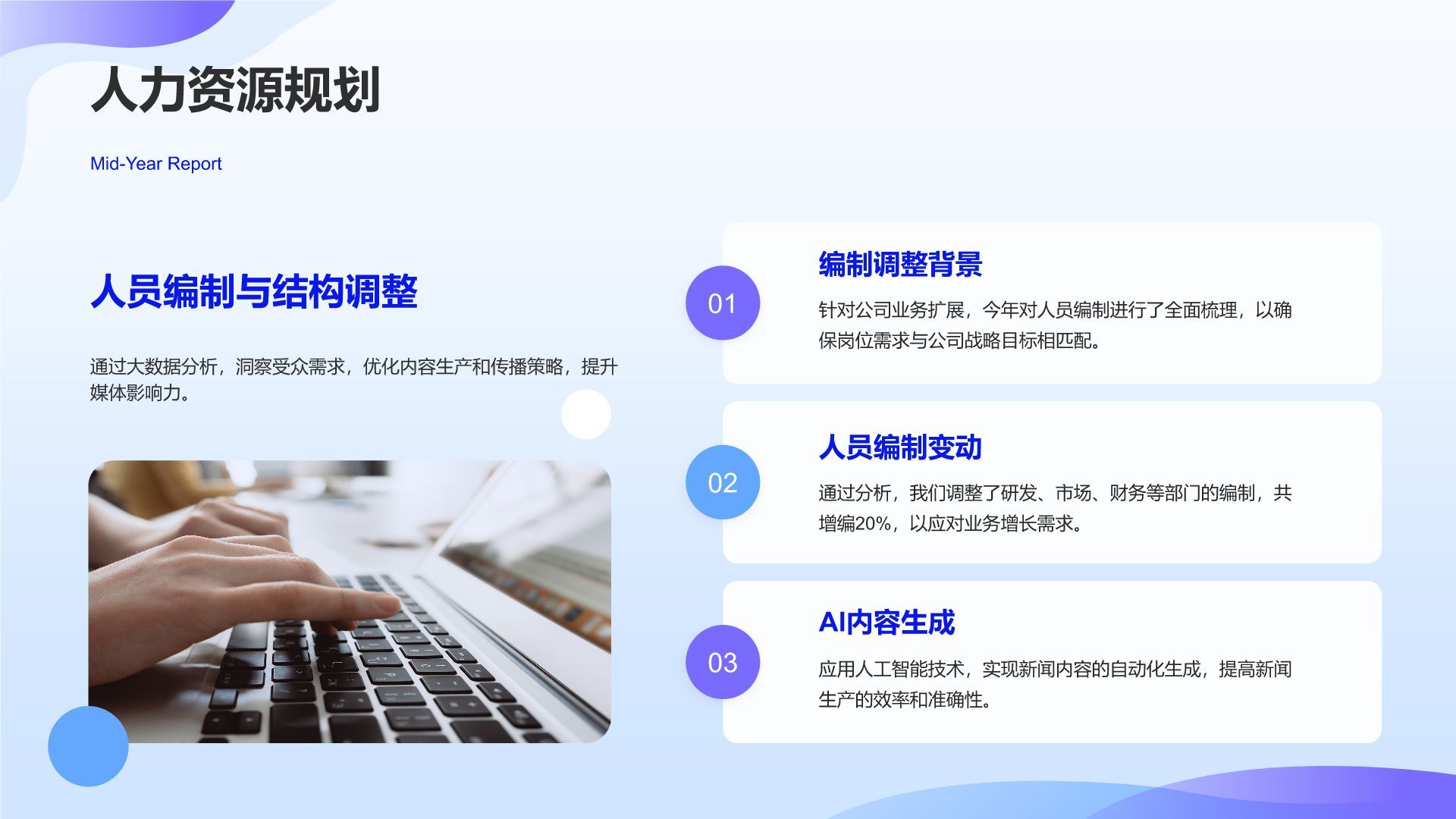 蓝色3D风人力资源部年终绩效与招聘总结PPT模板