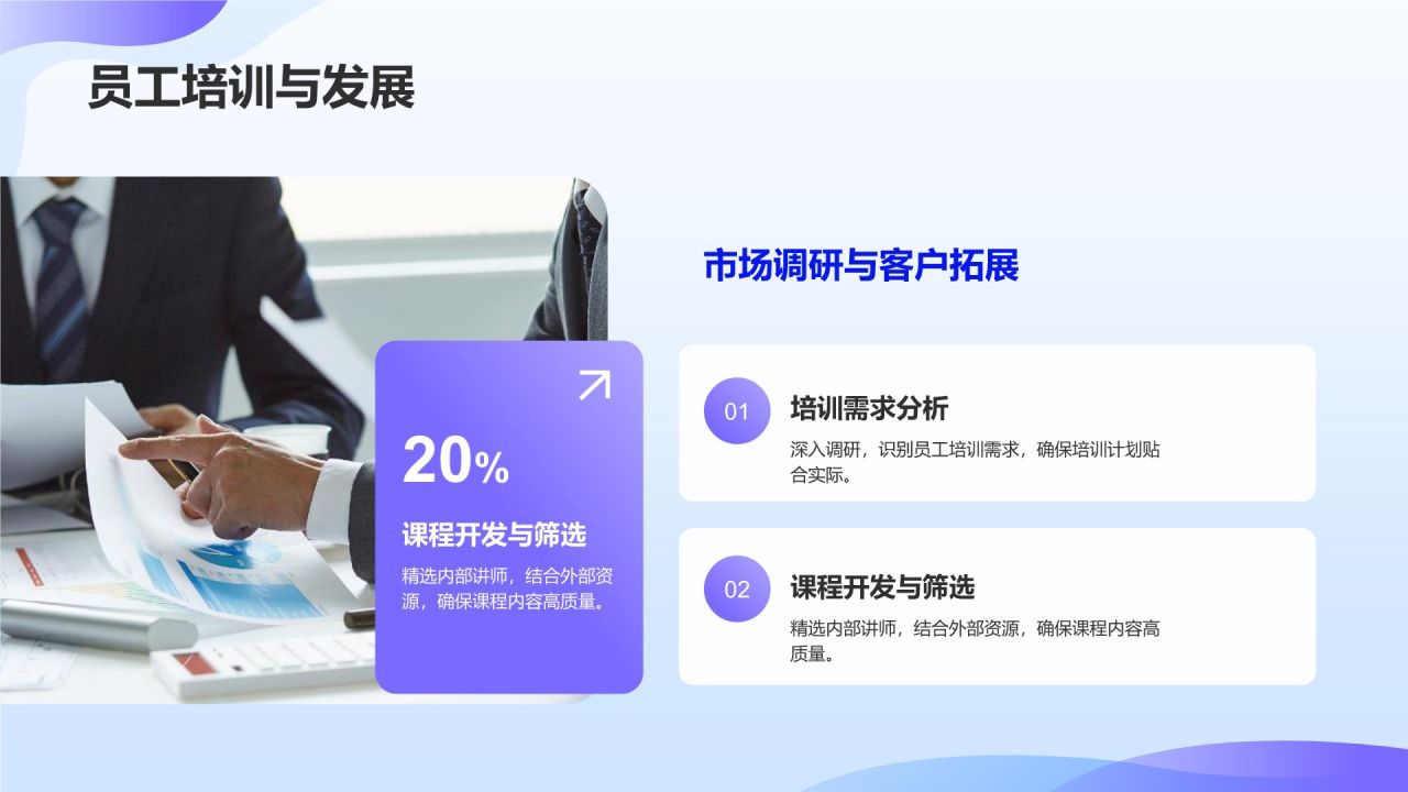 蓝色3D风人力资源部年终绩效与招聘总结PPT模板