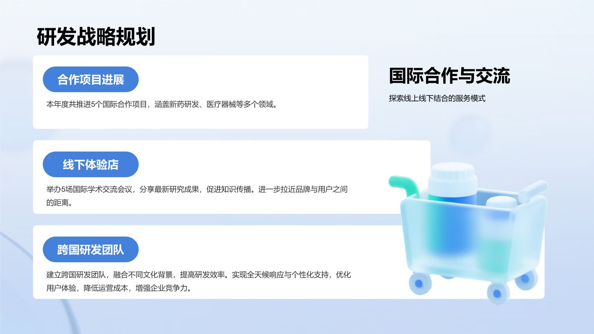 蓝色3D风医疗健康行业年度工作总结报告PPT模板