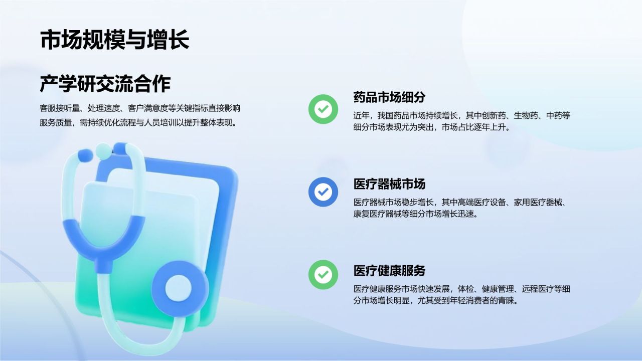 蓝色3D风医疗健康行业年度工作总结报告PPT模板