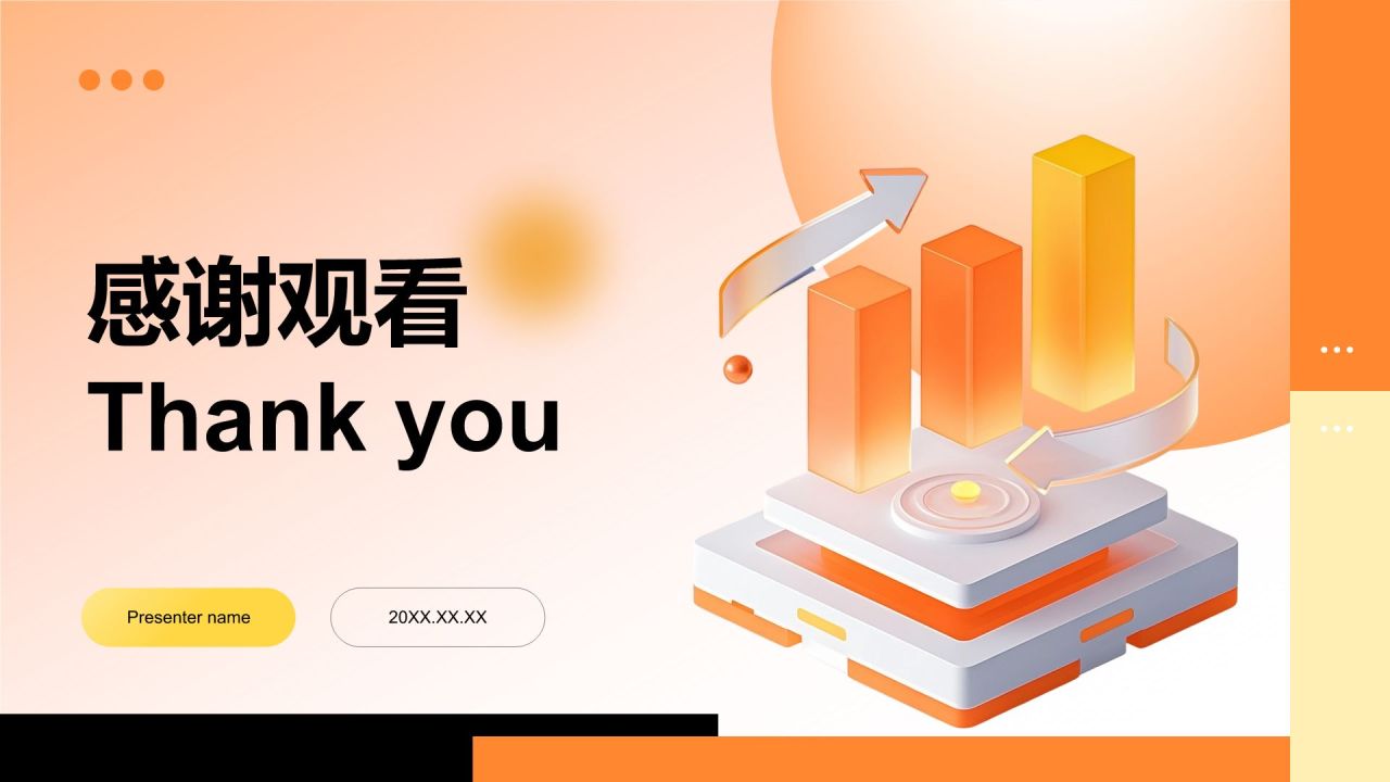 橙色3D风互联网行业年终运营数据复盘PPT模板