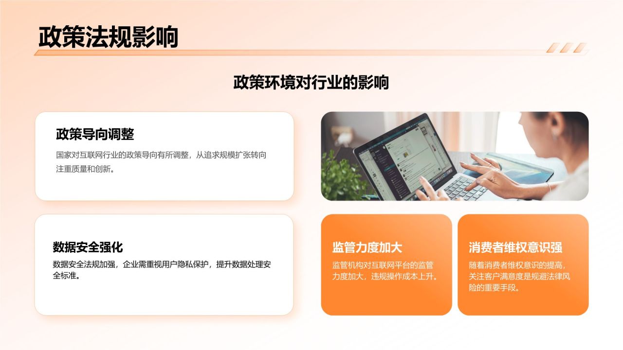 橙色3D风互联网行业年终运营数据复盘PPT模板