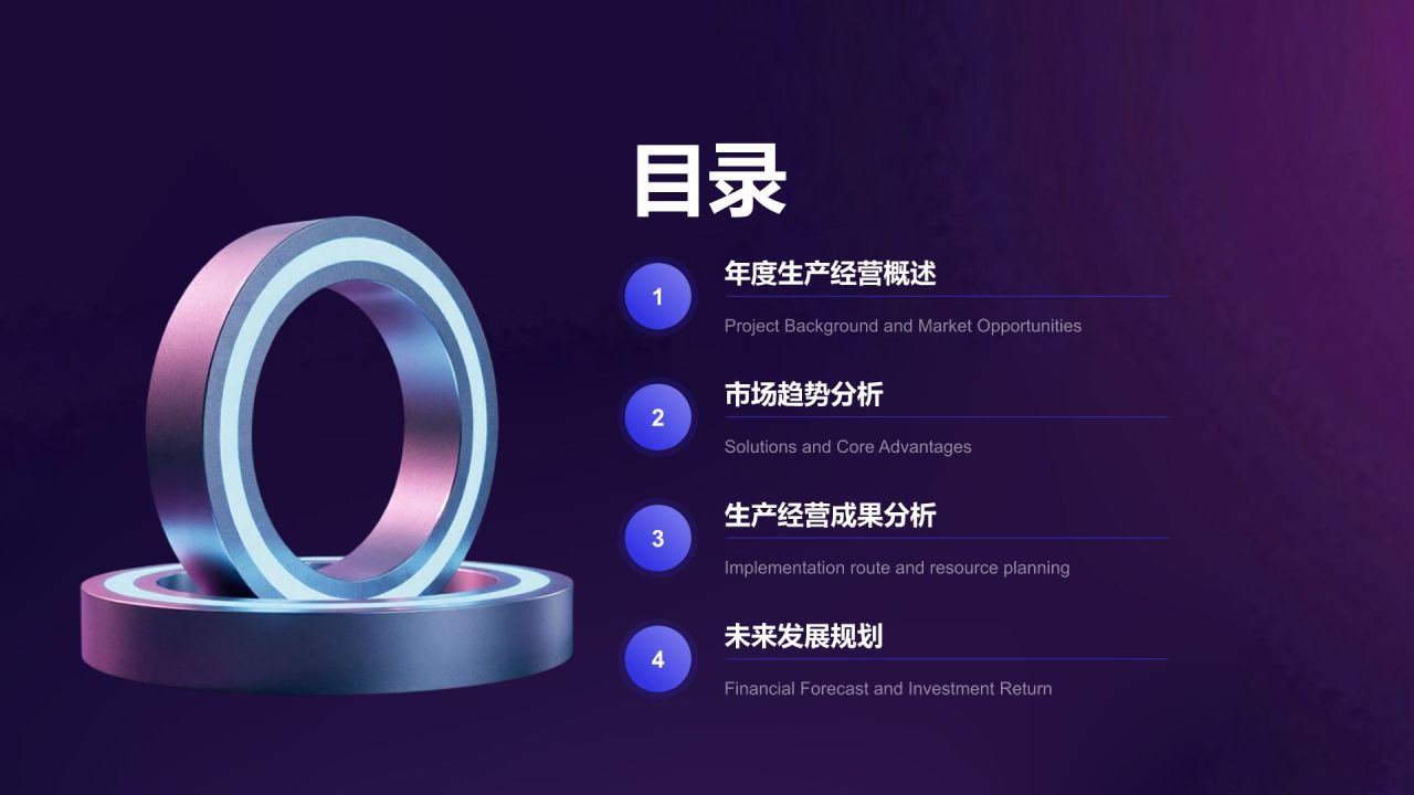 蓝色3D风制造业年度生产经营总结报告PPT模板