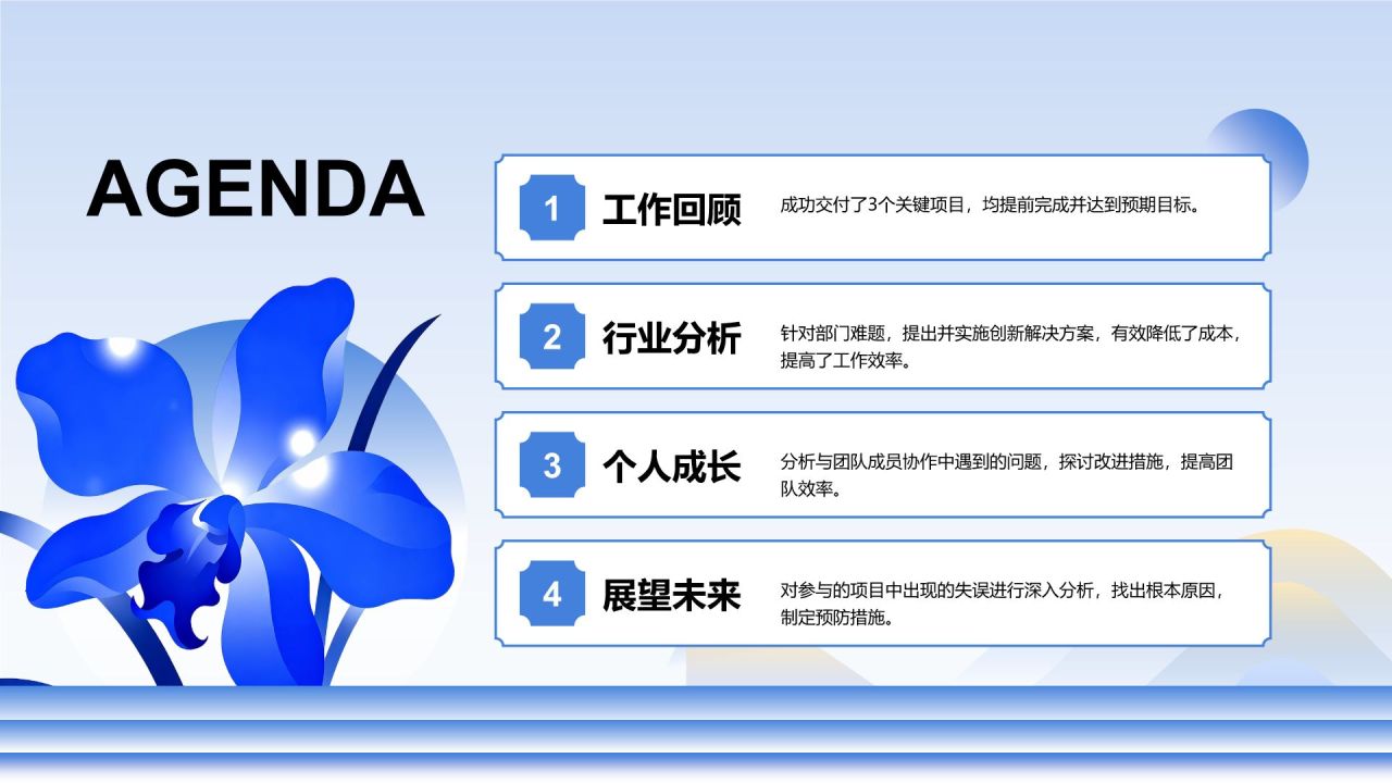 蓝色插画风通用岗位年终总结PPT模板PPT模板