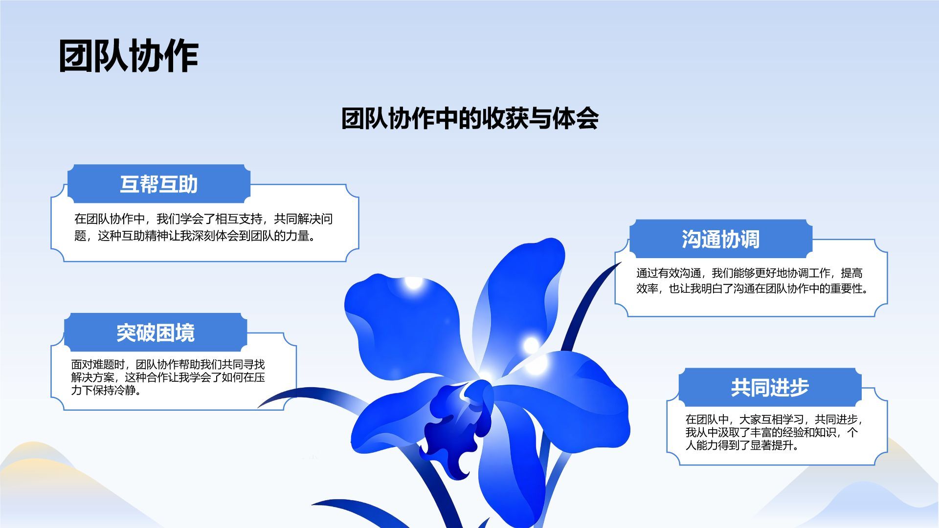 蓝色插画风通用岗位年终总结PPT模板PPT模板