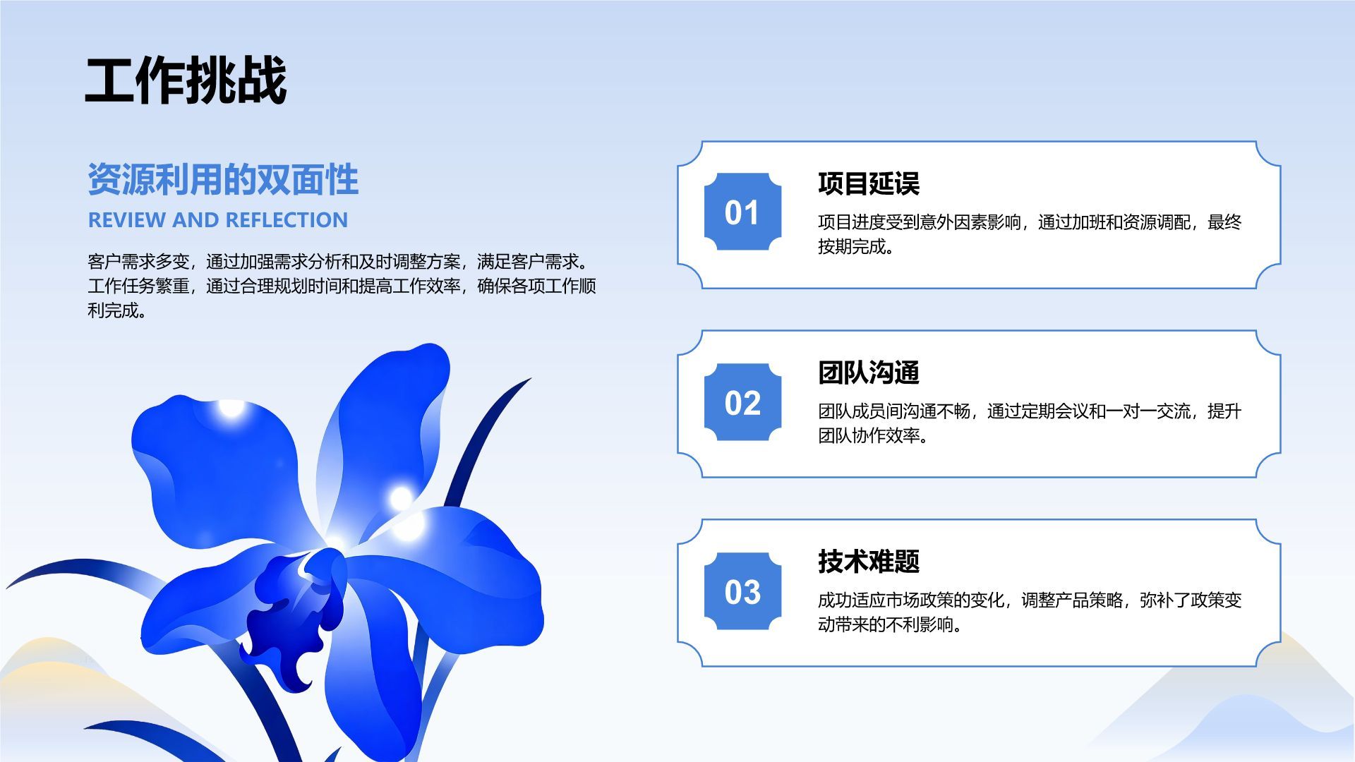 蓝色插画风通用岗位年终总结PPT模板PPT模板