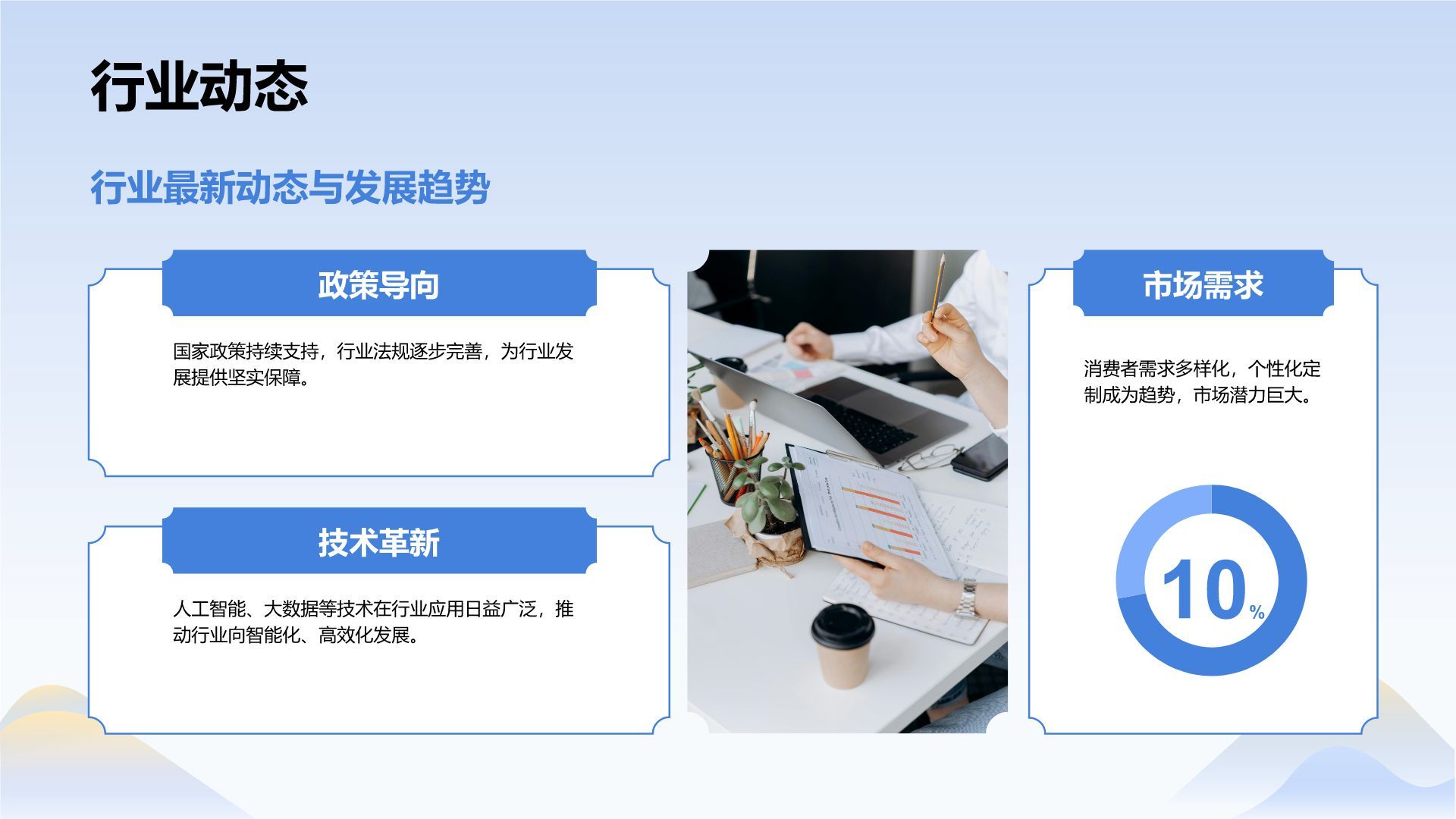 蓝色插画风通用岗位年终总结PPT模板PPT模板