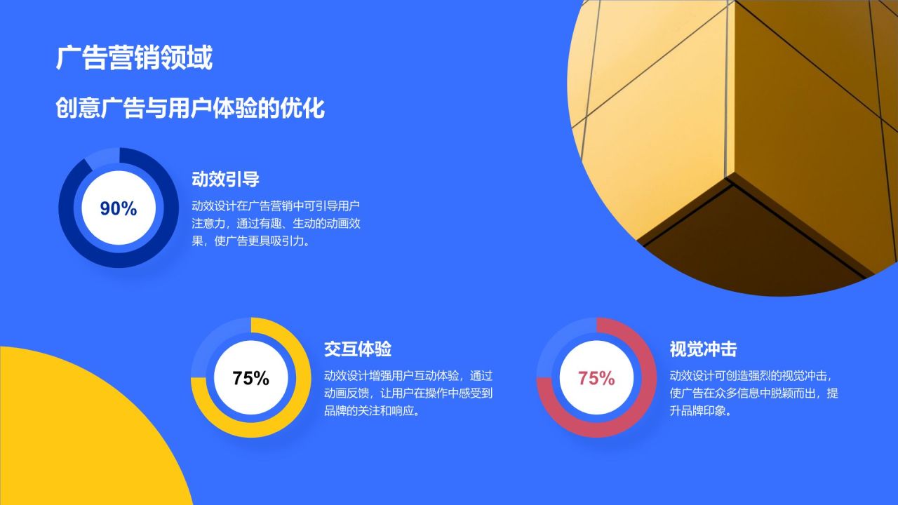 蓝色3D风动效风格创意展示PPT模板