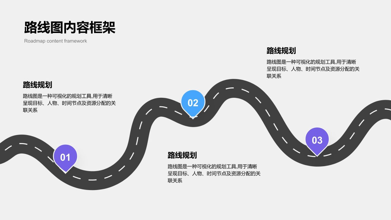 蓝色简约风路线图 RoadMapPPT模板