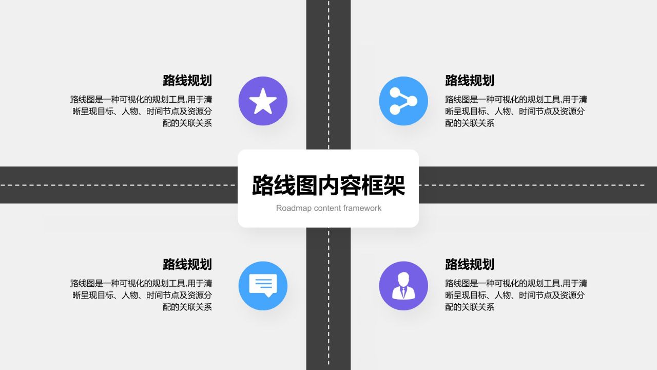 蓝色简约风路线图 RoadMapPPT模板