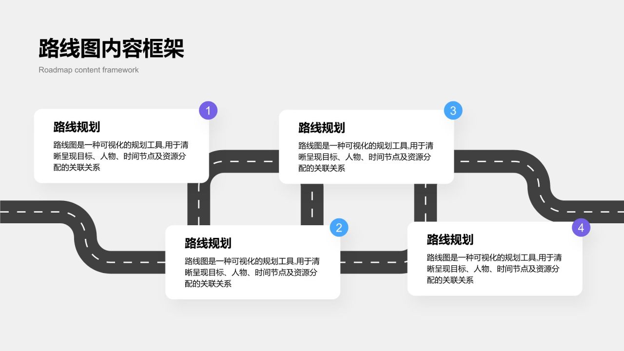 蓝色简约风路线图 RoadMapPPT模板