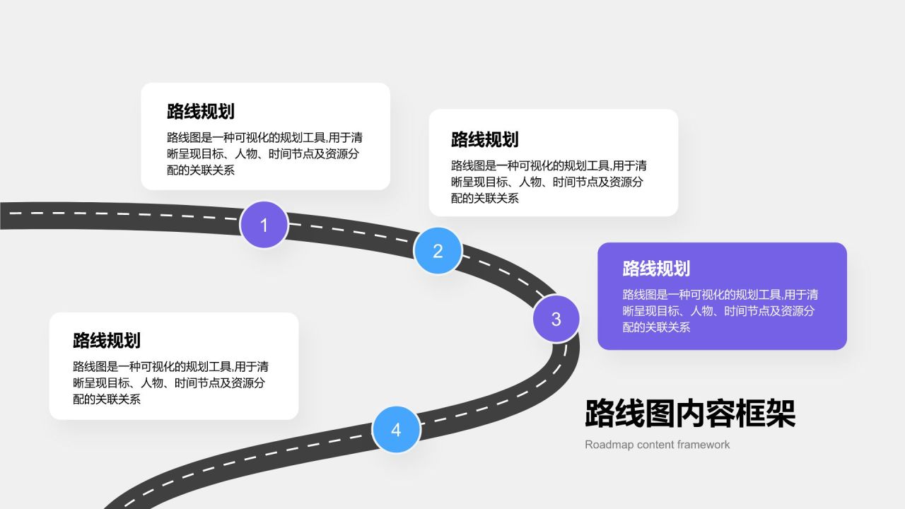 蓝色简约风路线图 RoadMapPPT模板