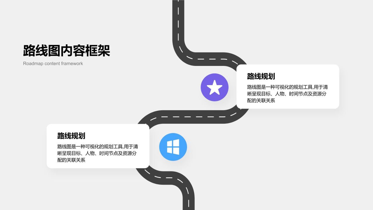 蓝色简约风路线图 RoadMapPPT模板