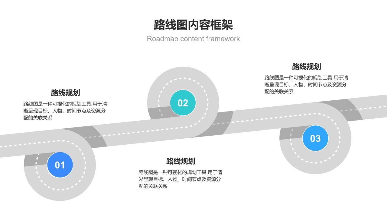 蓝色简约风路线图 RoadMapPPT模板