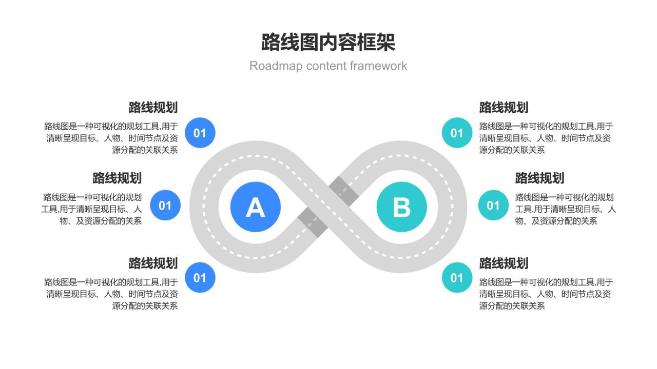 蓝色简约风路线图 RoadMapPPT模板