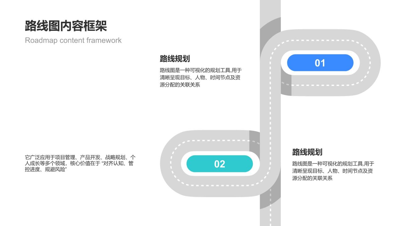 蓝色简约风路线图 RoadMapPPT模板