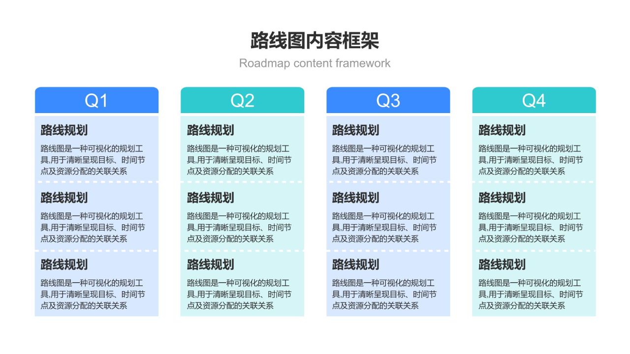 蓝色简约风路线图 RoadMapPPT模板