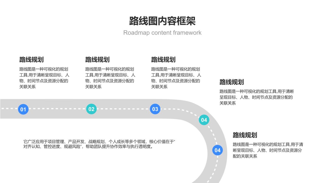 蓝色简约风路线图 RoadMapPPT模板