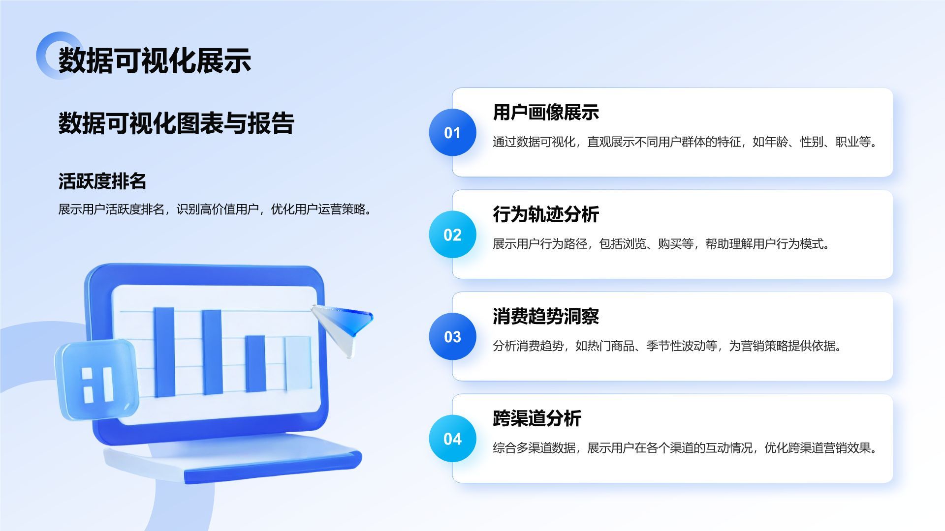 蓝色3D风大数据项目应用与落地成果汇报PPT模板