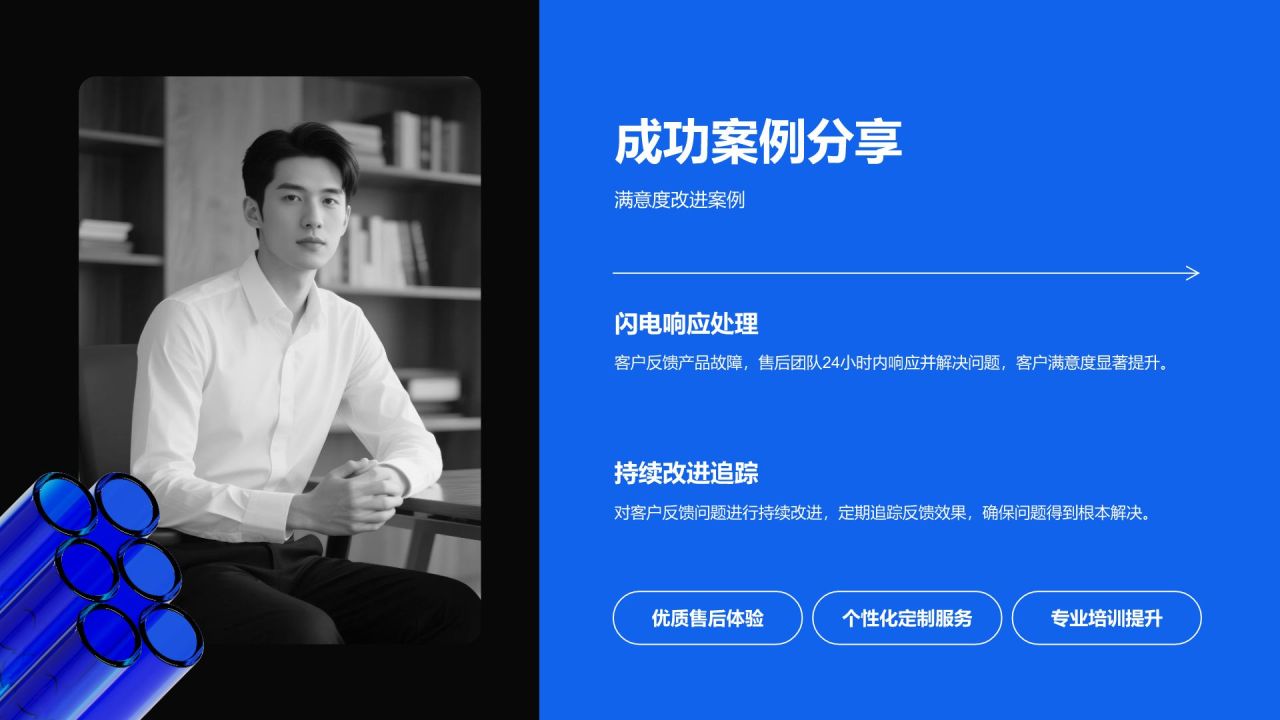 蓝色3D风售后服务部年度客户反馈与优化报告PPT模板