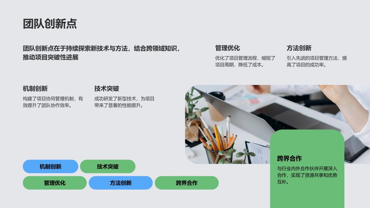 蓝色3D风年度重点项目成果展示与复盘PPT模板