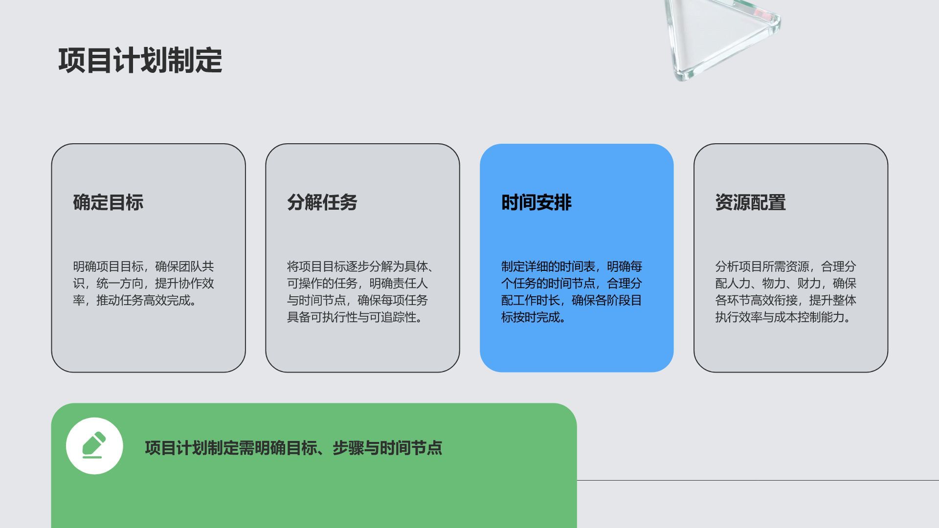 蓝色3D风年度重点项目成果展示与复盘PPT模板