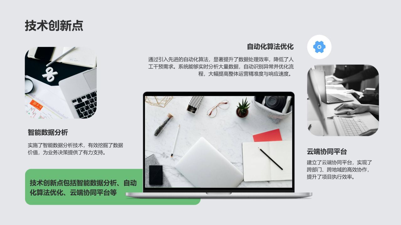 蓝色3D风年度重点项目成果展示与复盘PPT模板