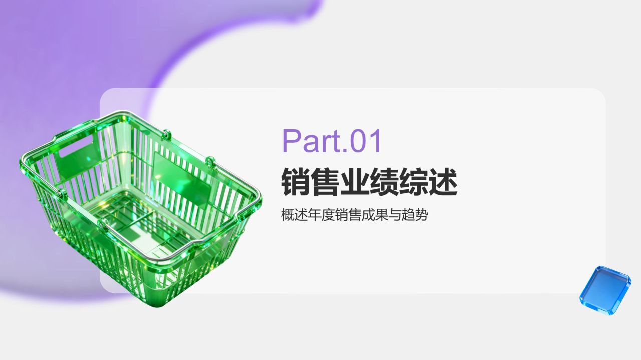 紫色3D风零售行业年度销售与库存总结报告PPT模板
