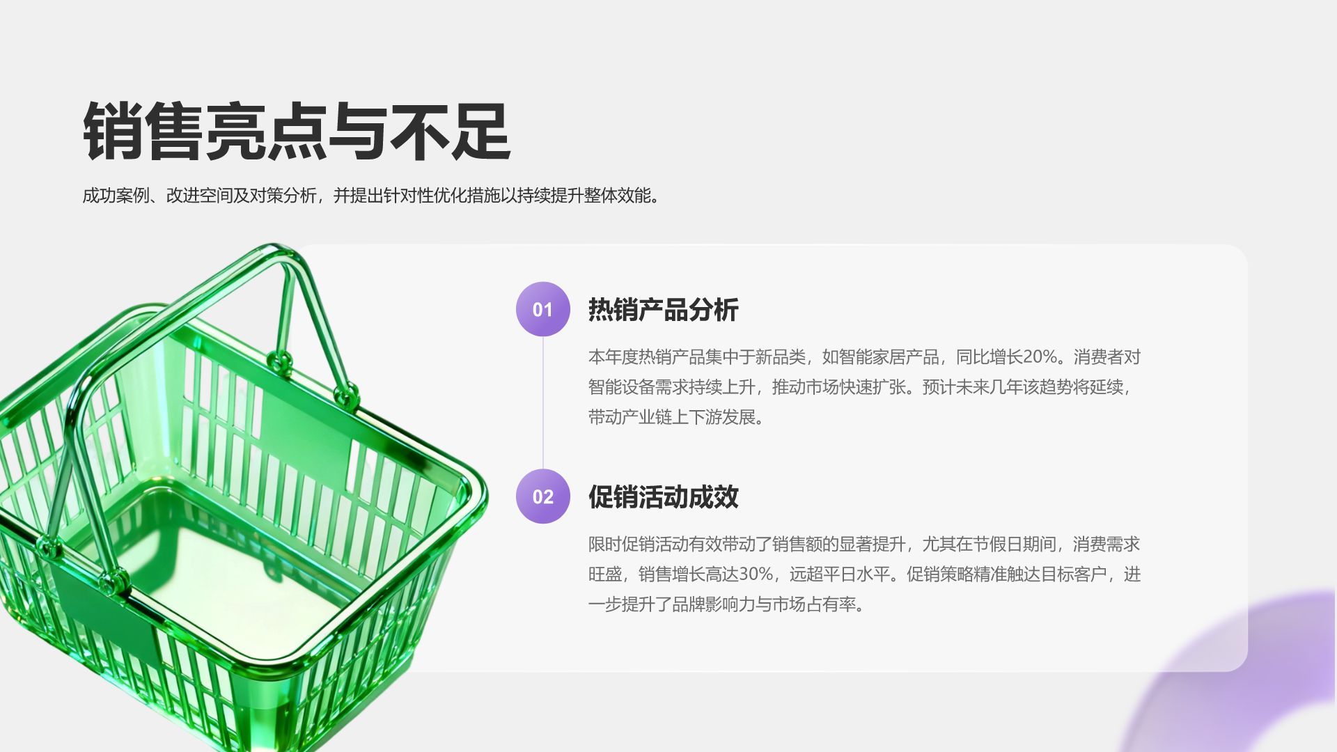 紫色3D风零售行业年度销售与库存总结报告PPT模板