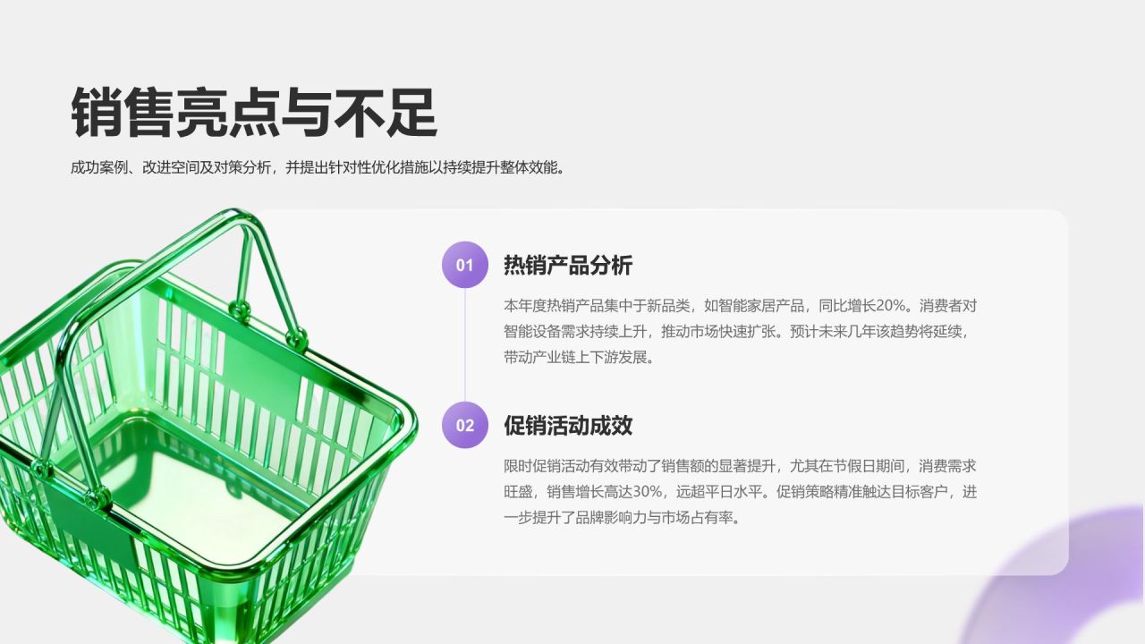 紫色3D风零售行业年度销售与库存总结报告PPT模板