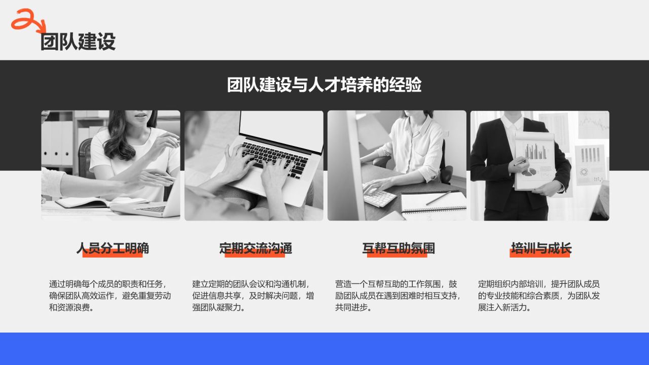 蓝色商务风年终项目成果与经验总结PPT模板