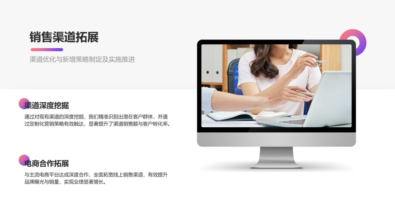 紫色简约风销售业绩年终总结PPT模板