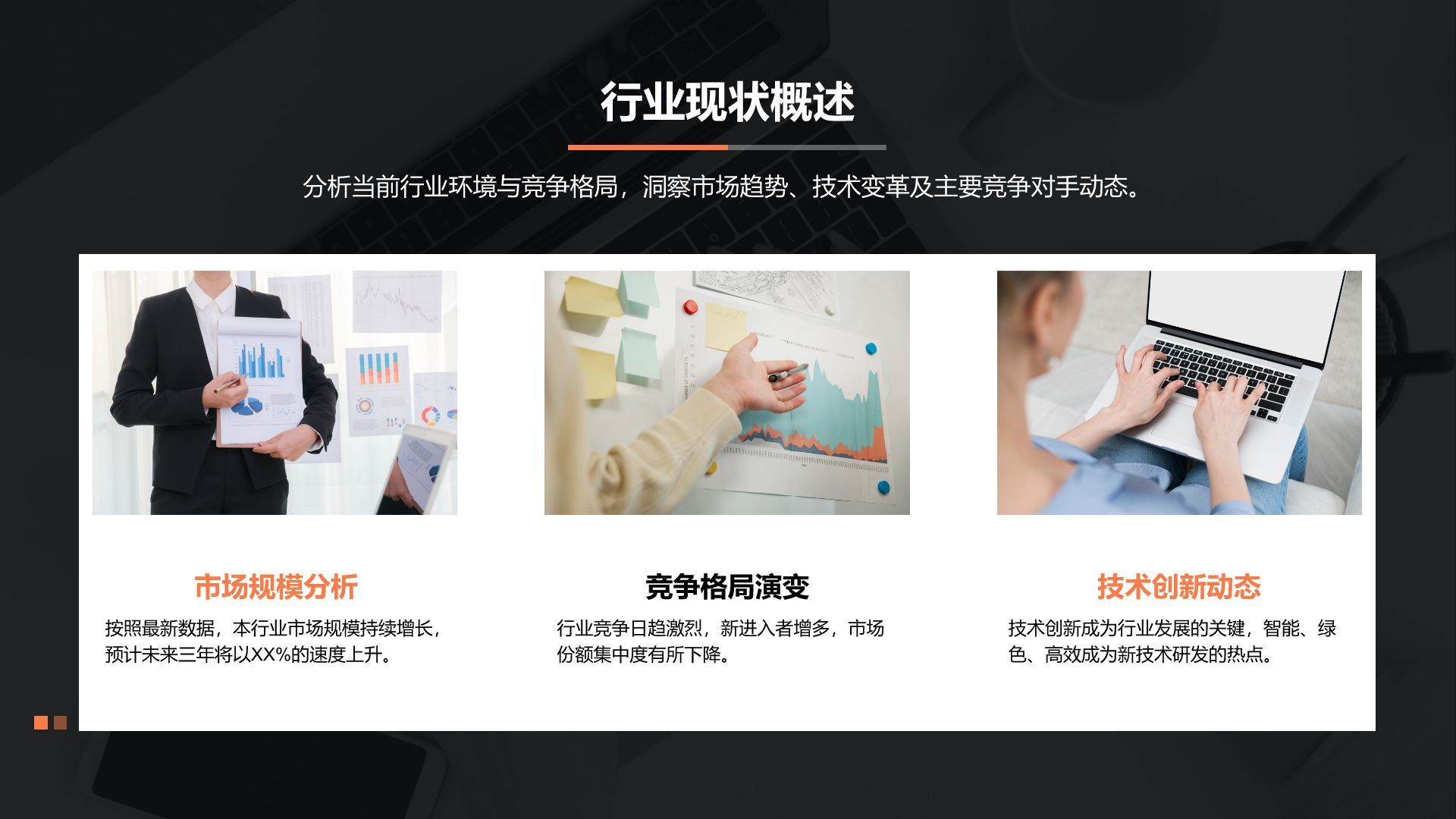 橙色商务风管理层年终工作汇报PPT模板