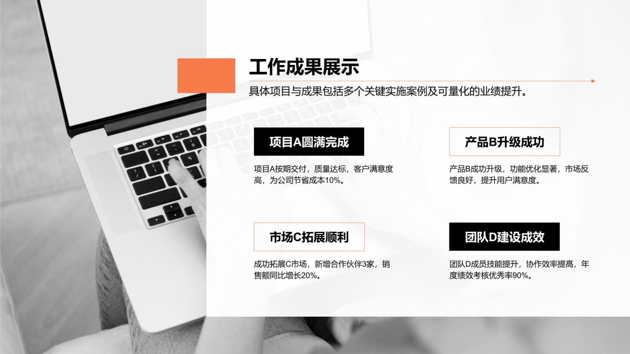 橙色商务风管理层年终工作汇报PPT模板