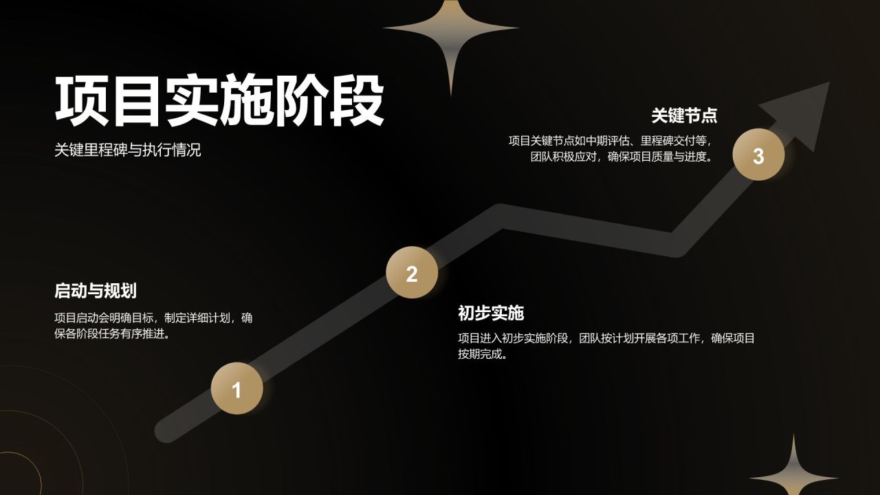 黑色黑金风年度重点项目复盘与汇报PPT模板