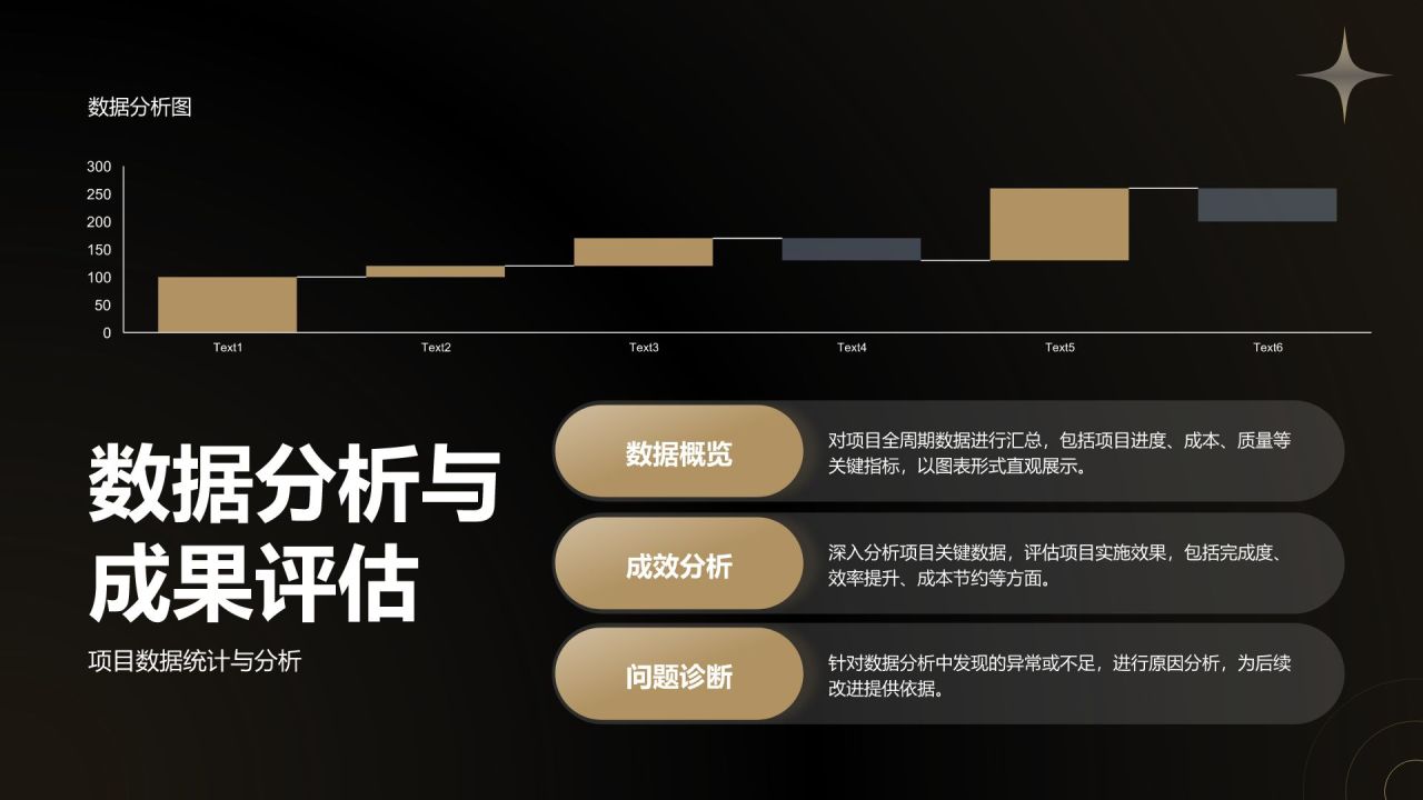 黑色黑金风年度重点项目复盘与汇报PPT模板