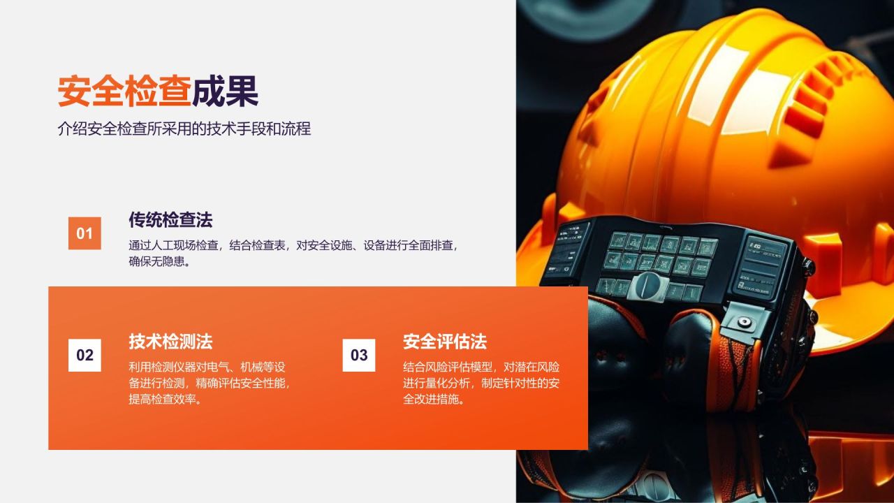 橙色3D风年度安全检查与防灾应急总结报告PPT模板