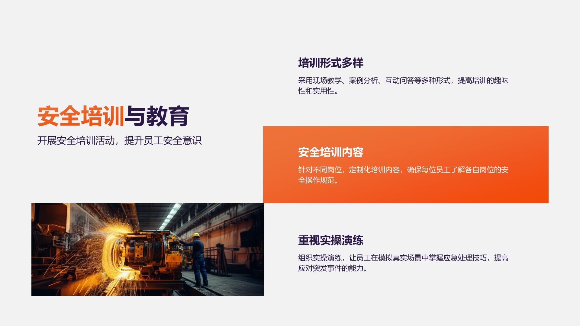 橙色3D风年度安全检查与防灾应急总结报告PPT模板
