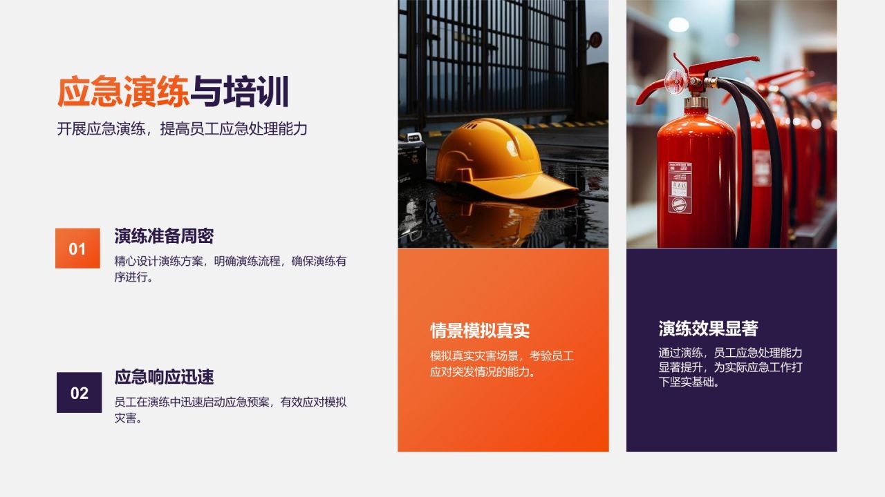 橙色3D风年度安全检查与防灾应急总结报告PPT模板