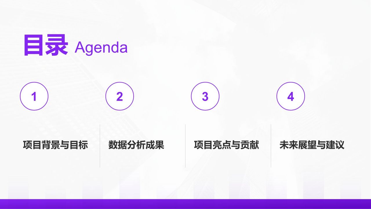紫色简约风数据分析团队项目成果展示PPT模板