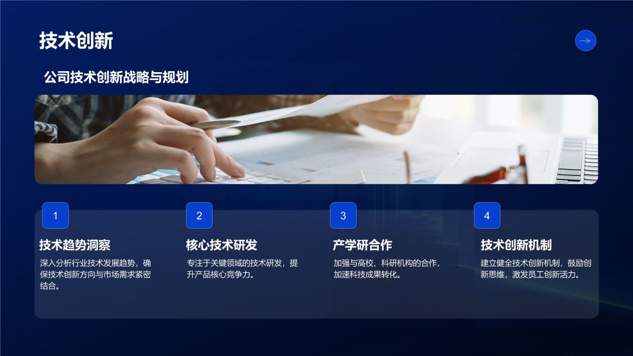 蓝色商务风年度战略发布会主题报告PPT模板