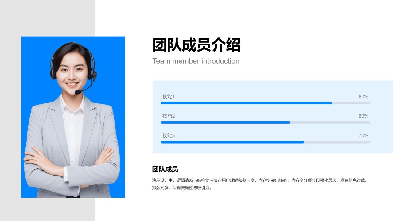 蓝色商务风团队介绍图示合集PPT模板