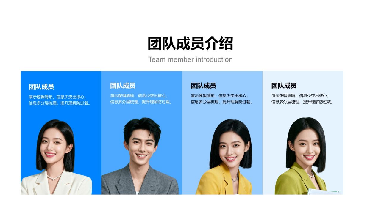 蓝色商务风团队介绍图示合集PPT模板