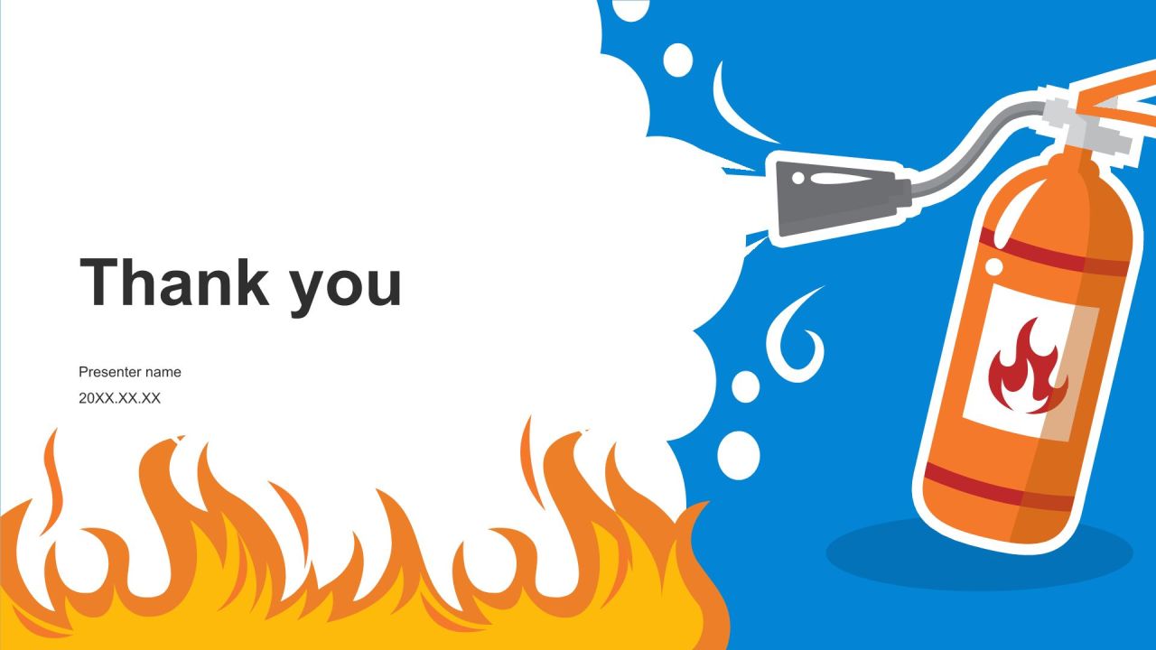 蓝色插画风校园消防应急演练方案PPT模板