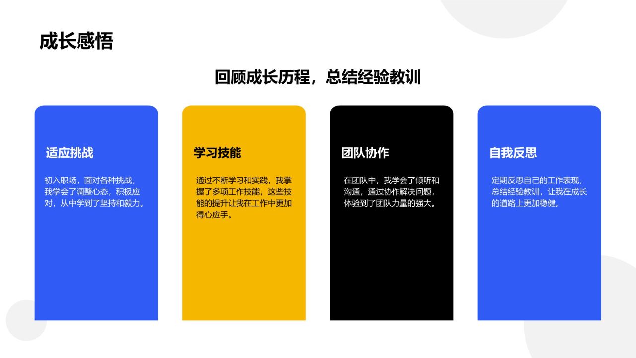 蓝色扁平风职场新人年度成长总结PPT模板